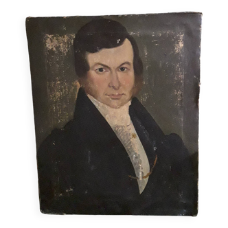 Huile sur toile homme 19ème, signée au dos