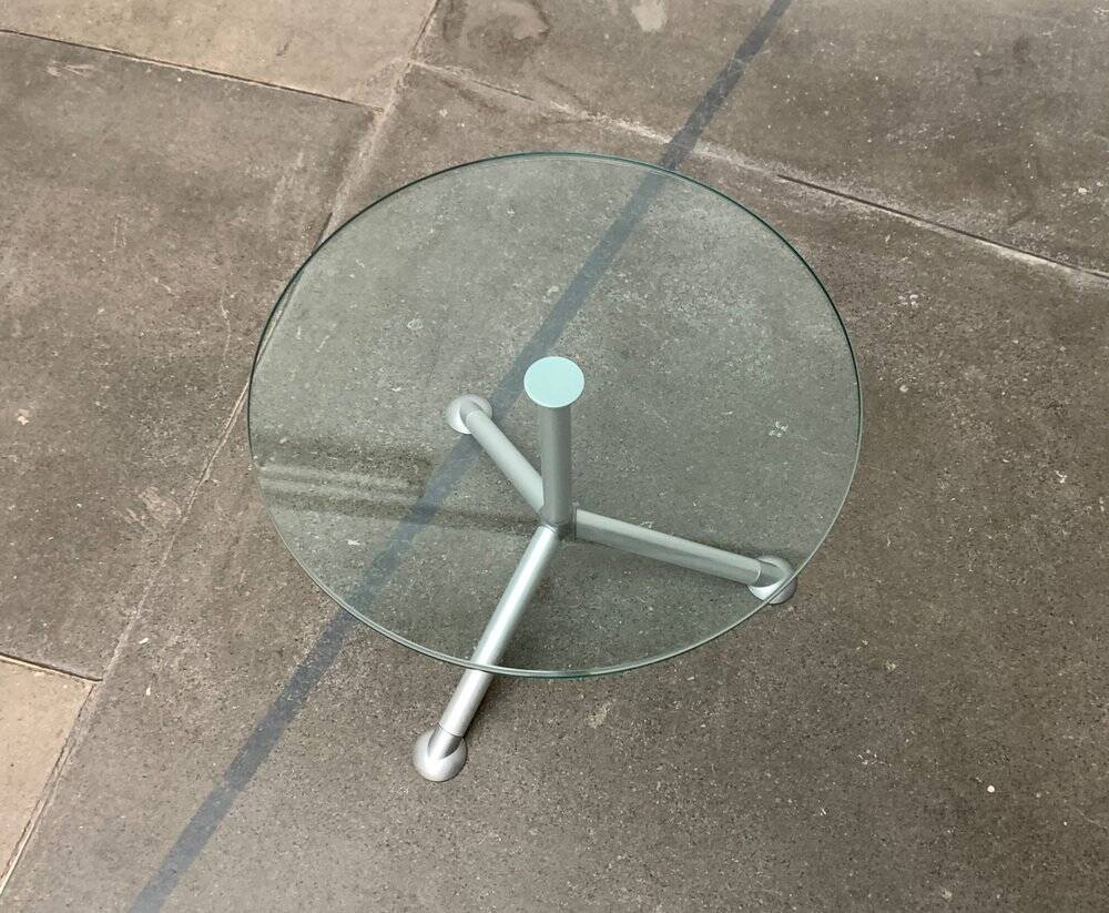Postmodern Italian side table from the Help series in glass by Paolo Bistacchi for Albed, Milan.