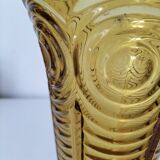 Art Deco vase in molded pressed glass, amber color