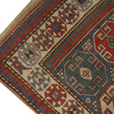 Antique Caucasian Kazak Rug From Azerbaijan 1900s- 117x240cm