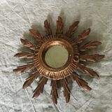 Gilded wood sun mirror, 60s