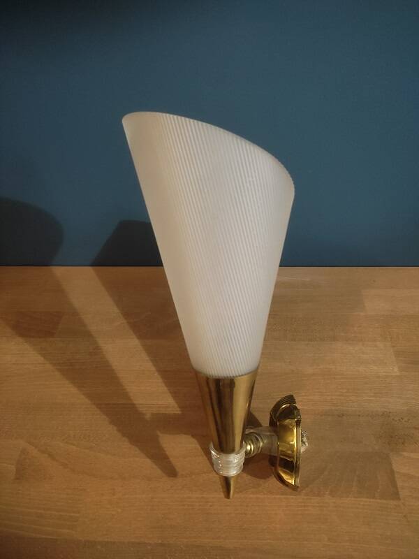 Wall lamp lampshade art deco type brass support old tulip dp 0322105