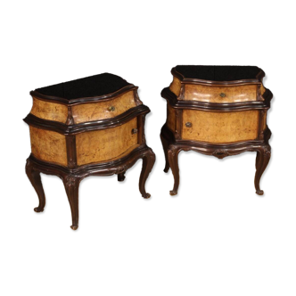 Pair of italian bedside tables in wood from the 20th century