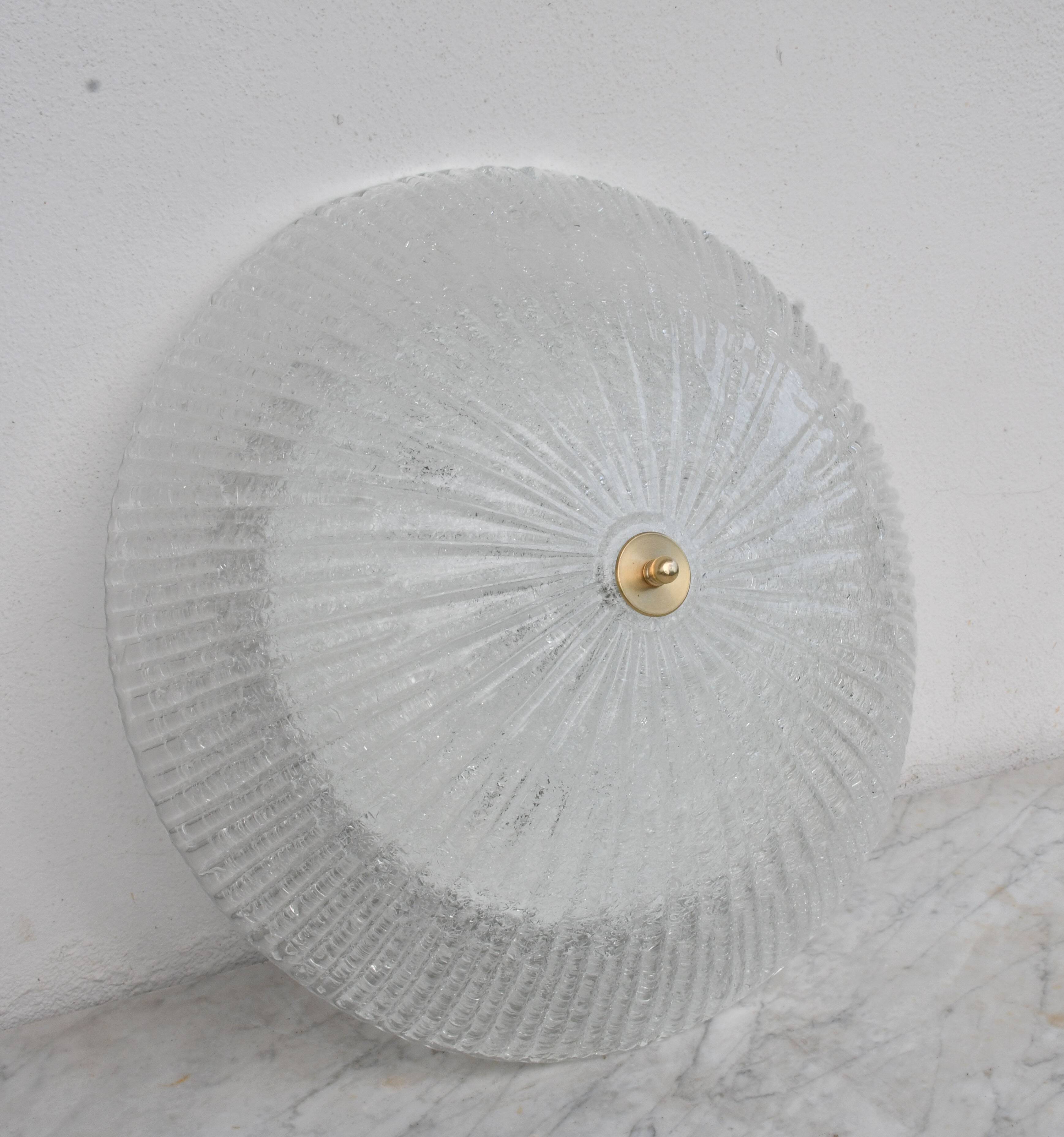 Vintage Italian Transparent Murano Glass Flush Mount Light