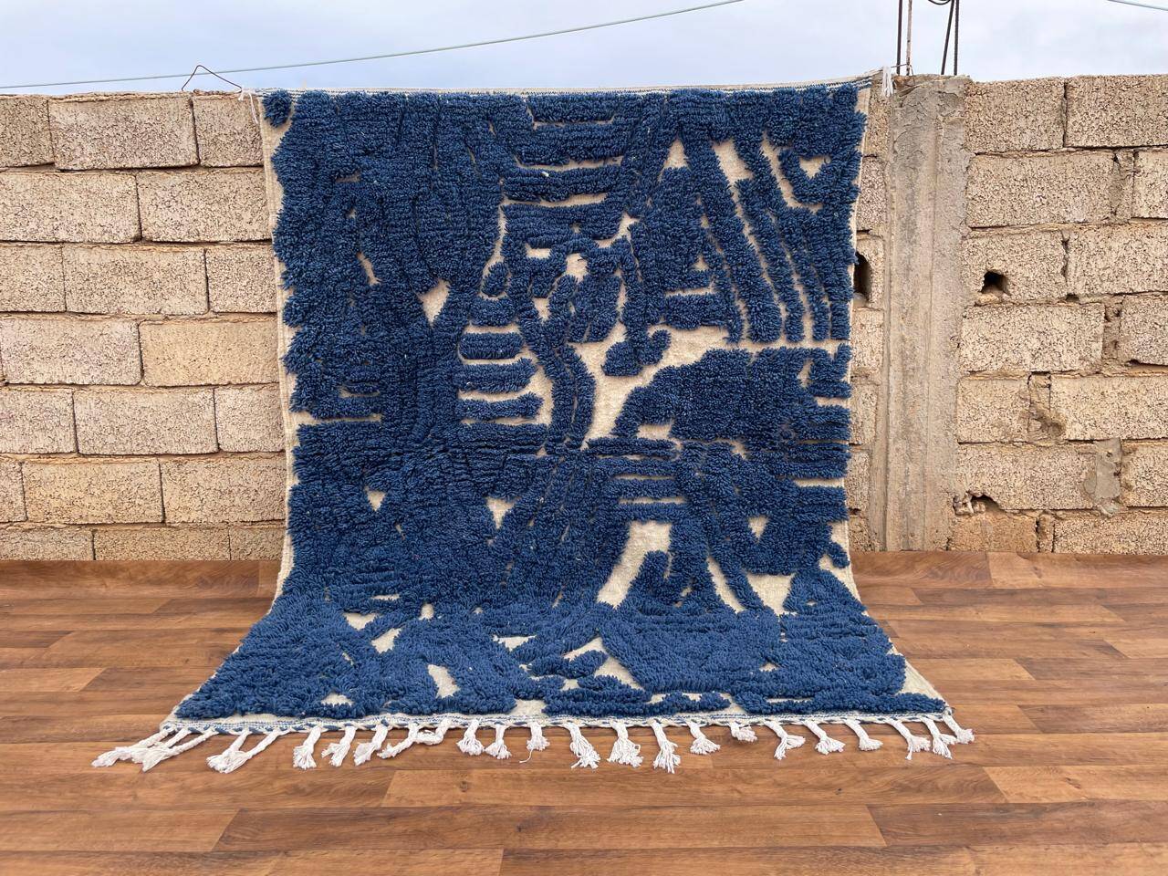 Handmade natural Berber rug 3x2 m