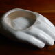 Large empty hand-shaped pocket / Vintage 70s white ceramic