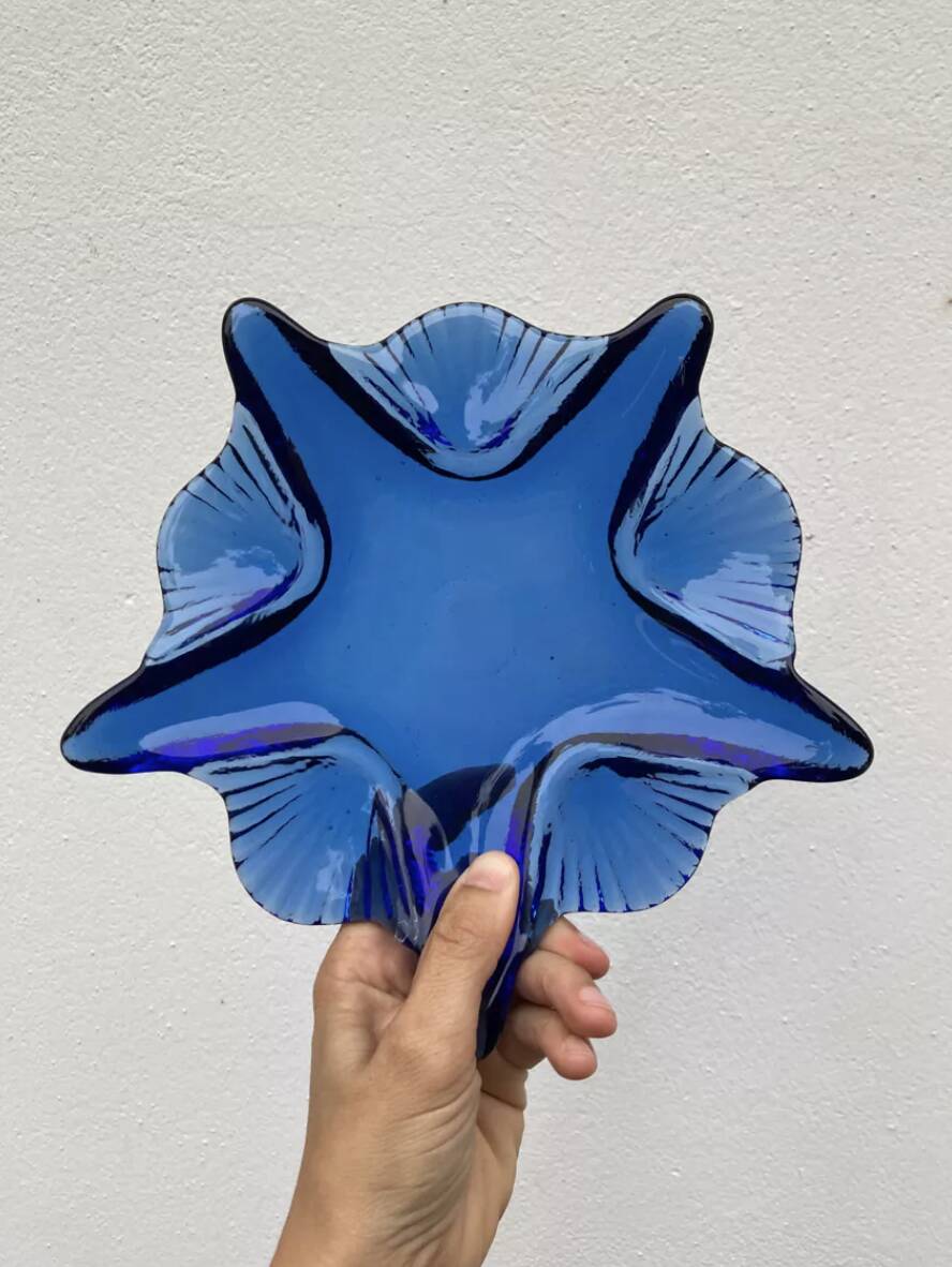 Blue glass star dish