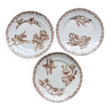 Onnaing ironstone dessert plate "Fleurs Jetées" brown