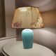 Lampe de table en céramique vintage avec abat-jour en tissu années 80