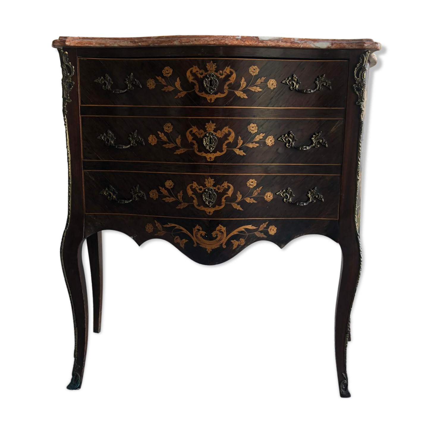 Inlay console with marble