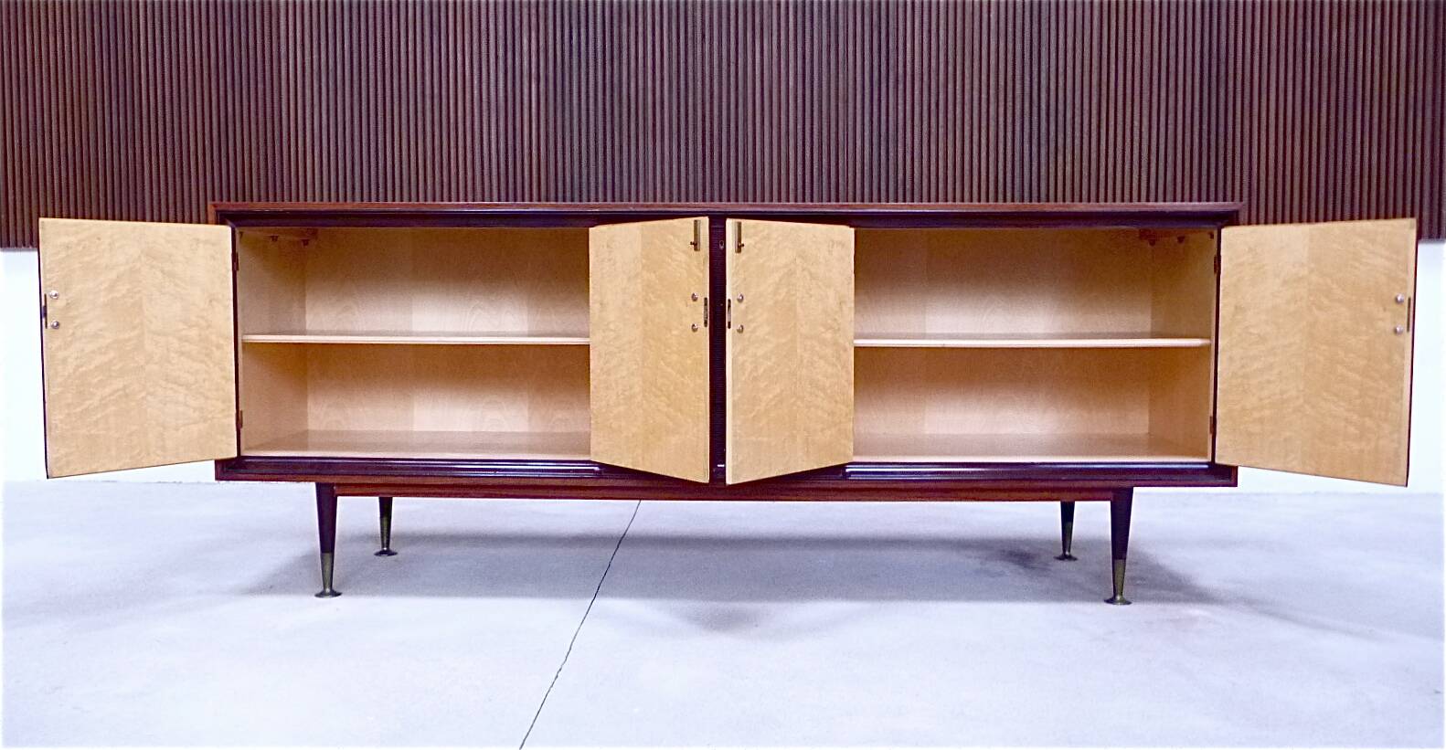 Large Italian Mid-Century Sideboard with Brass Details, 1950s