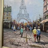 Bernard: oil on canvas view of the Eiffel Tower in Paris around 1970