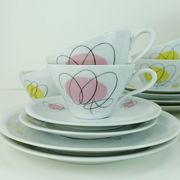 Mid century coffee crockery schirnding bavaria abstract decor in pastel colors 1950s