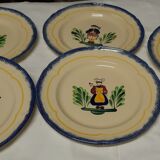 Old faience plate of pornic brittany breton woman and man décor