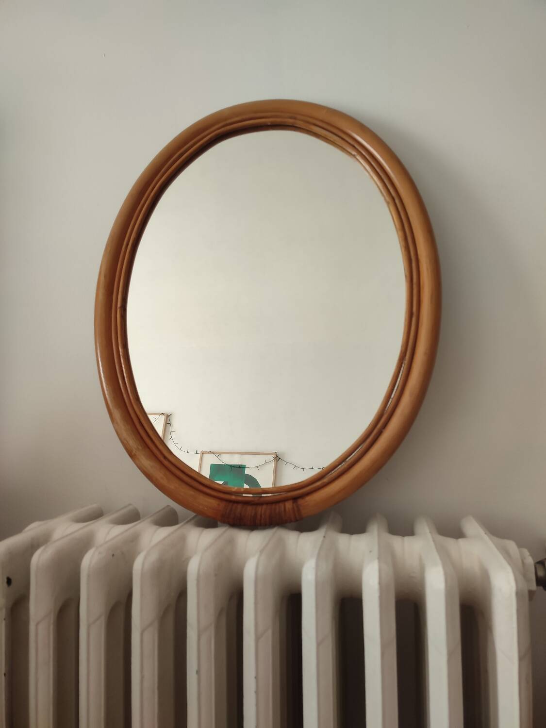 Vintage bamboo and rattan mirror