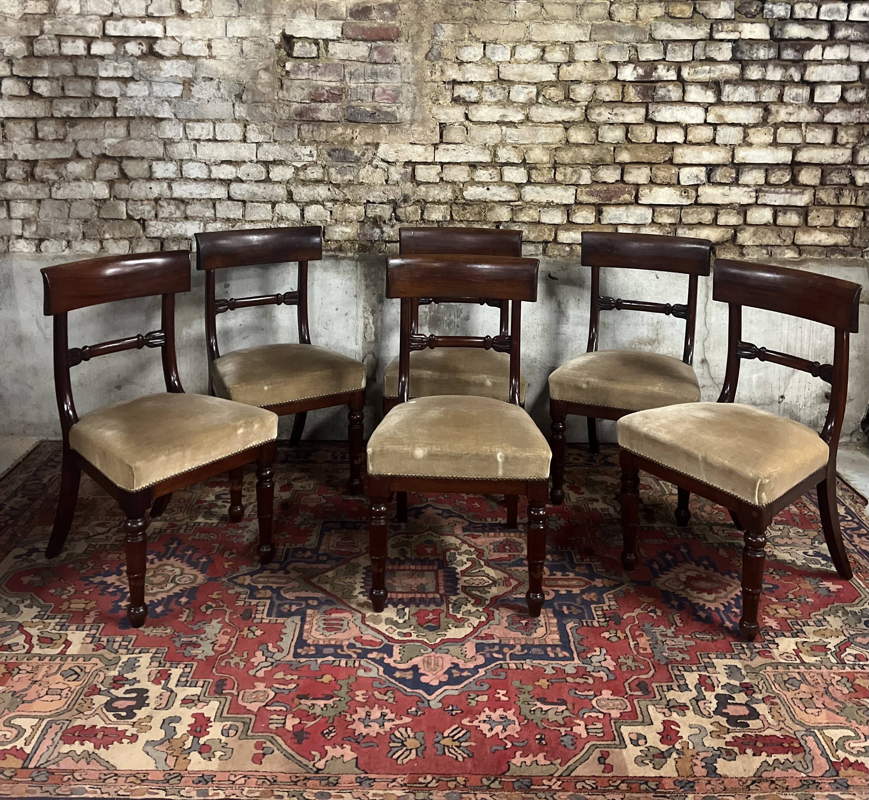 Suite Of Six Mahogany Chairs From The 19th Century Restoration Period