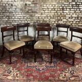 Suite De Six Chaises En Acajou D’époque Restauration XIX Eme Siècle
