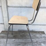 Former formica beige kitchen chair - feet compas metal chromé vintage