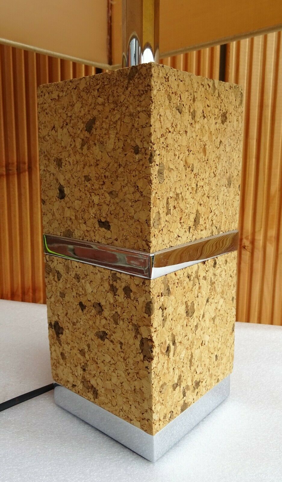 Ambient lamp in cork and chromed metal desing 1970