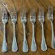 Series of 6 Christofle dessert forks model silver metal pearl