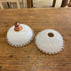 Pair of white glass pendant lights