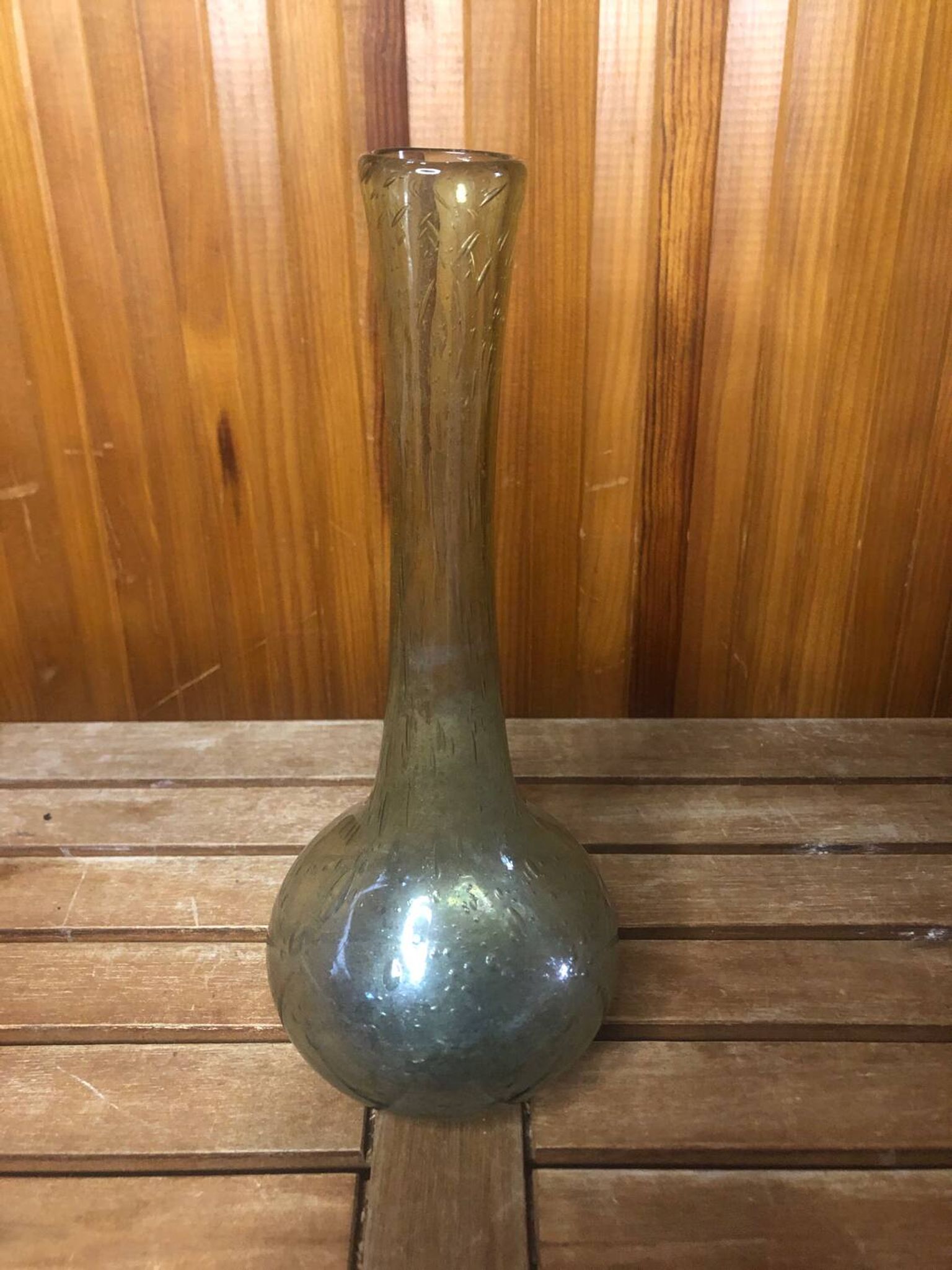 Old biot soliflore vase vintage bubble blown glass #a408