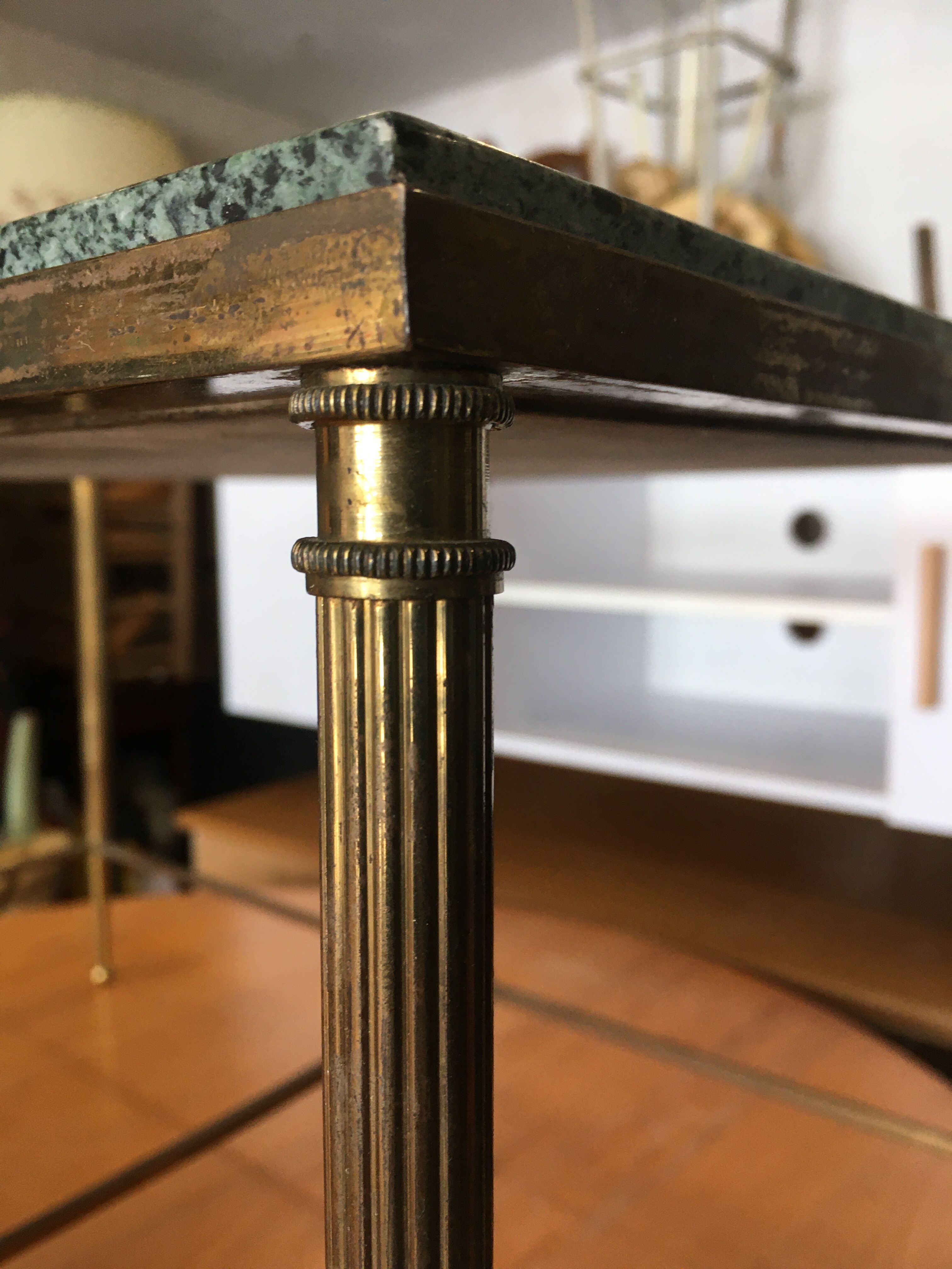 Marble and brass pull out tables