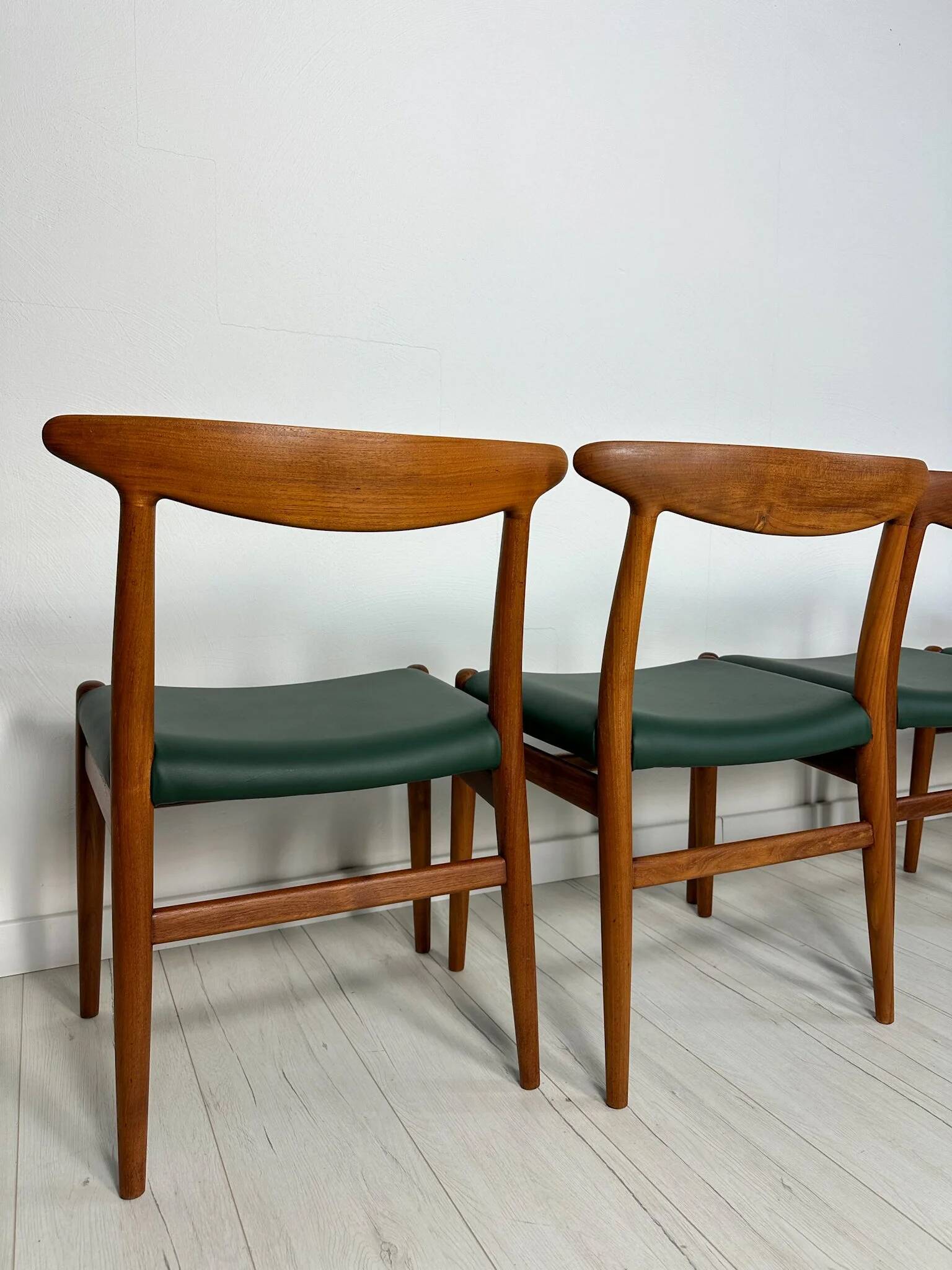 1950s set of 5 vintage Danish teak dining chairs W2 by Hans J. Wegner for CM Madsen