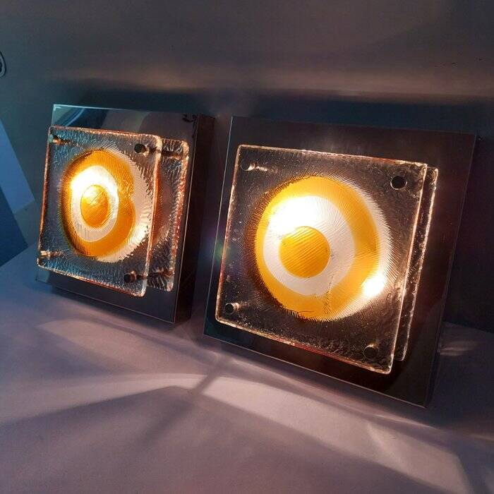 Pair of Italian Mazzega glass wall lights