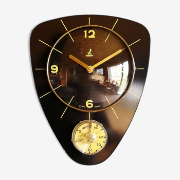 Clock formica vintage wall clock silent timer "Jaz transistor black yellow"