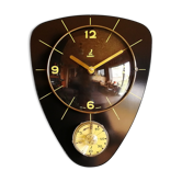 Horloge formica vintage pendule murale silencieuse minuteur "Jaz transistor noir jaune"
