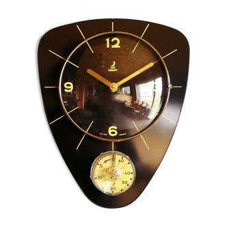 Clock formica vintage wall clock silent timer "Jaz transistor black yellow"