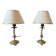 Pair of lamps in solid gold-plated brass