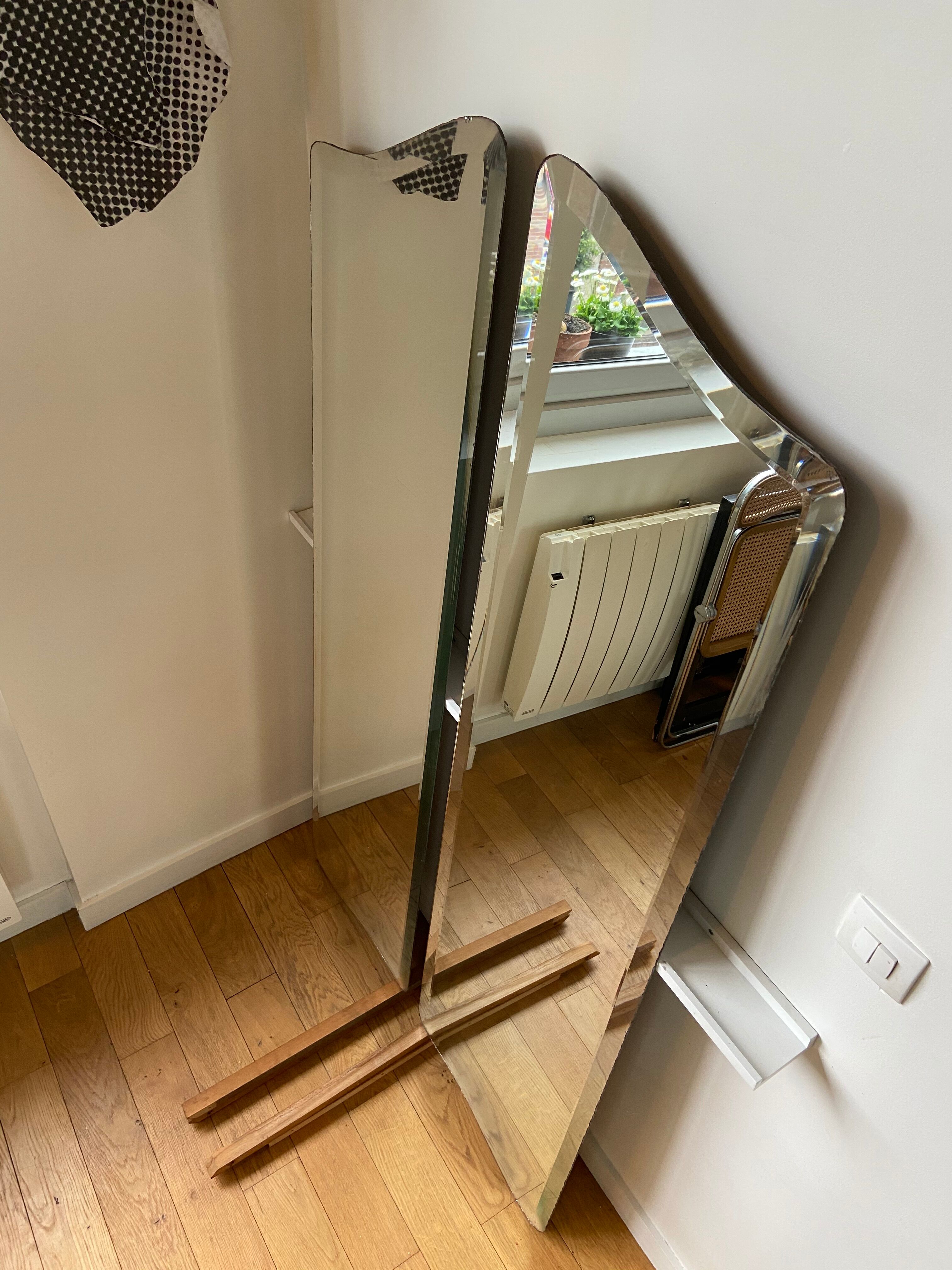 Pair of bevelled mirrors 44.5x168 cm