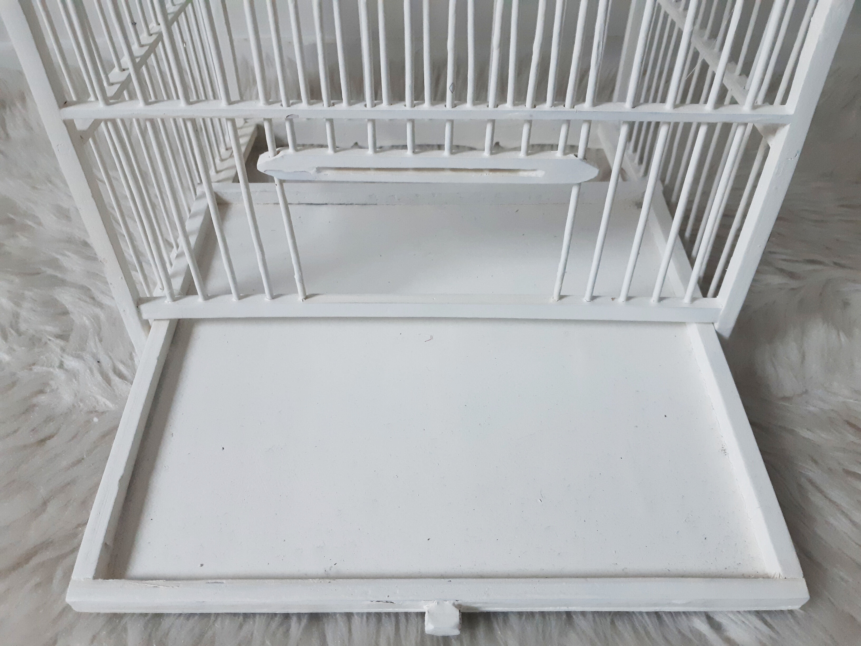 Vintage white cage for wooden decoration