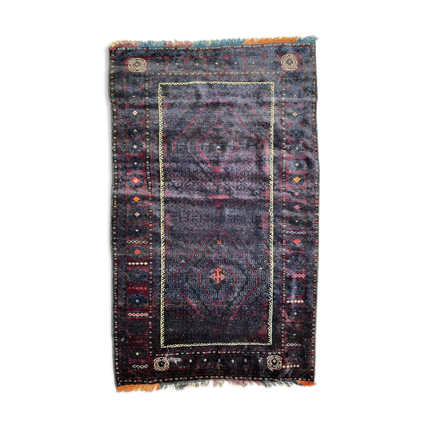 Handmade handmade Afghan Belutch vintage carpet 122x206 cm