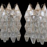 Transparent “poliedri” murano glass wall sconce