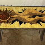 Vintage lava stone console signed Jean Jaffeux