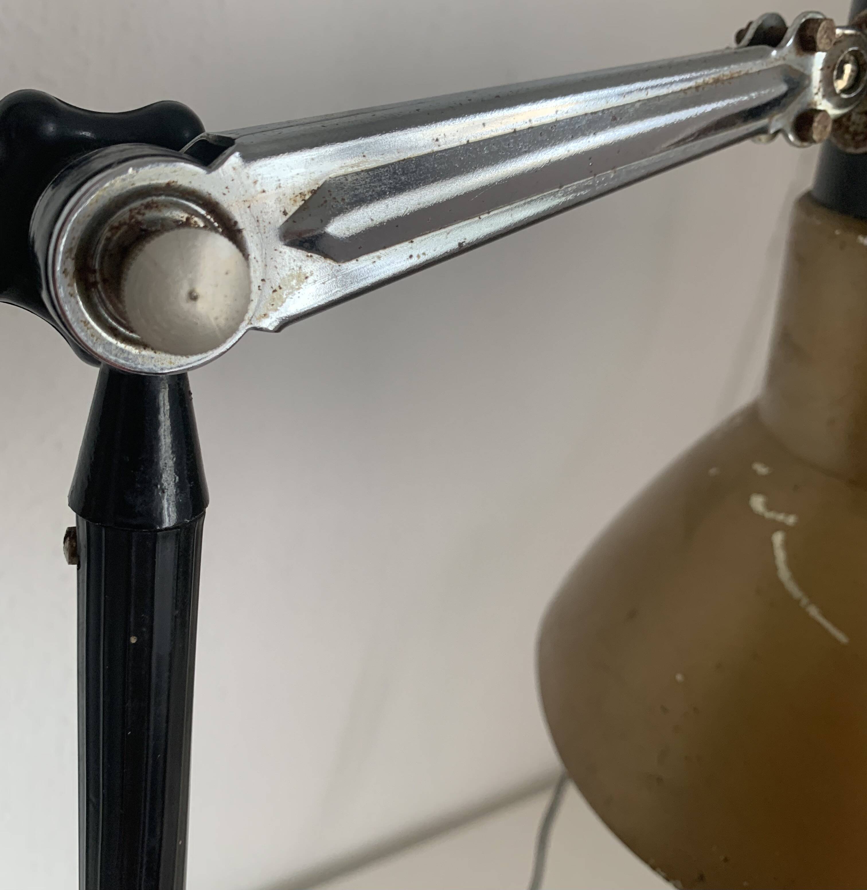 Lampe vintage 1950 industrielle Super Chrome champagne - 55 cm
