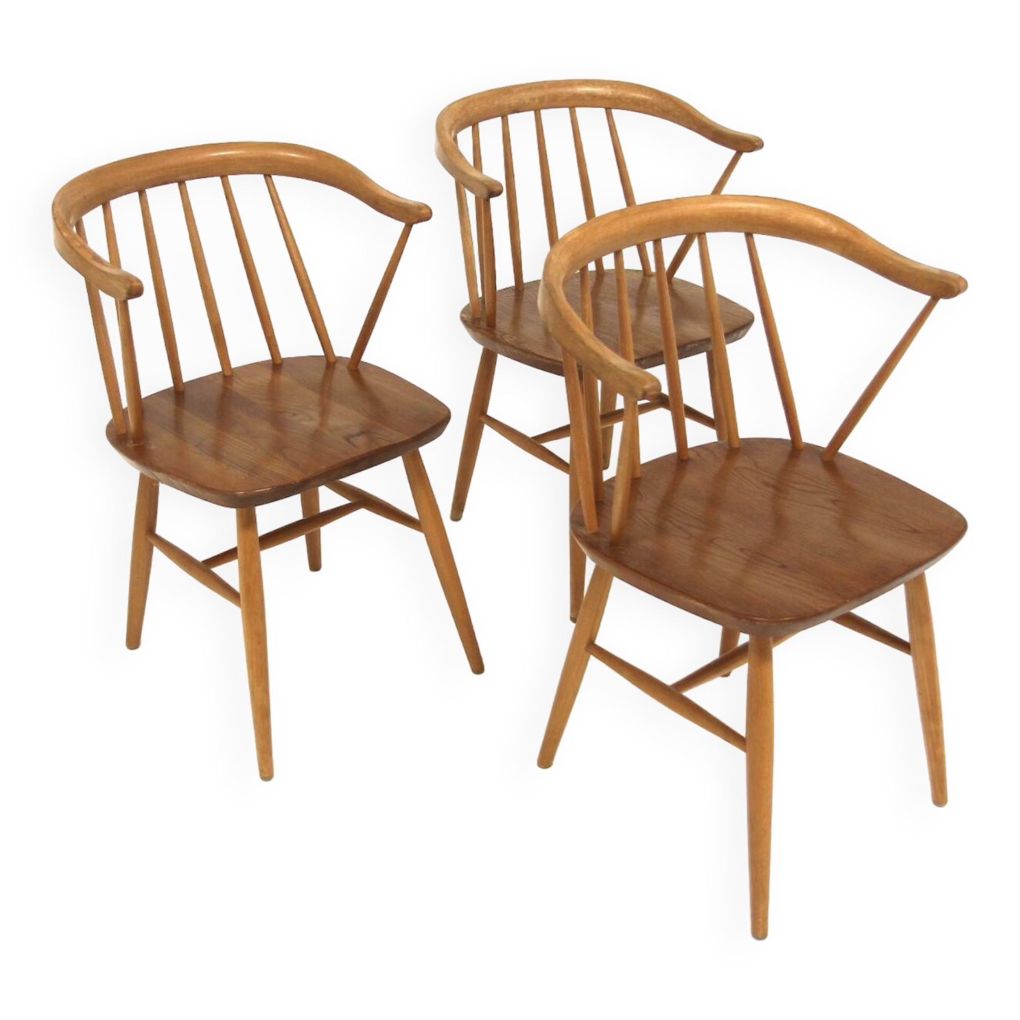 Set of 3 Scandinavian "Pinnstolar" chairs, Nesto, Nässjö, Sweden, 1960