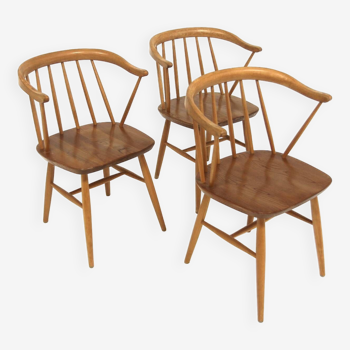 Set de 3 chaises scandinave "Pinnstolar", Nesto, Nässjö, Suède, 1960