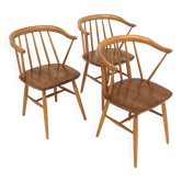 Set of 3 Scandinavian "Pinnstolar" chairs, Nesto, Nässjö, Sweden, 1960