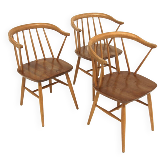 Set of 3 Scandinavian "Pinnstolar" chairs, Nesto, Nässjö, Sweden, 1960
