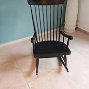 Rocking Chair Black Wood Vintage 1960 — Scandinavian Style