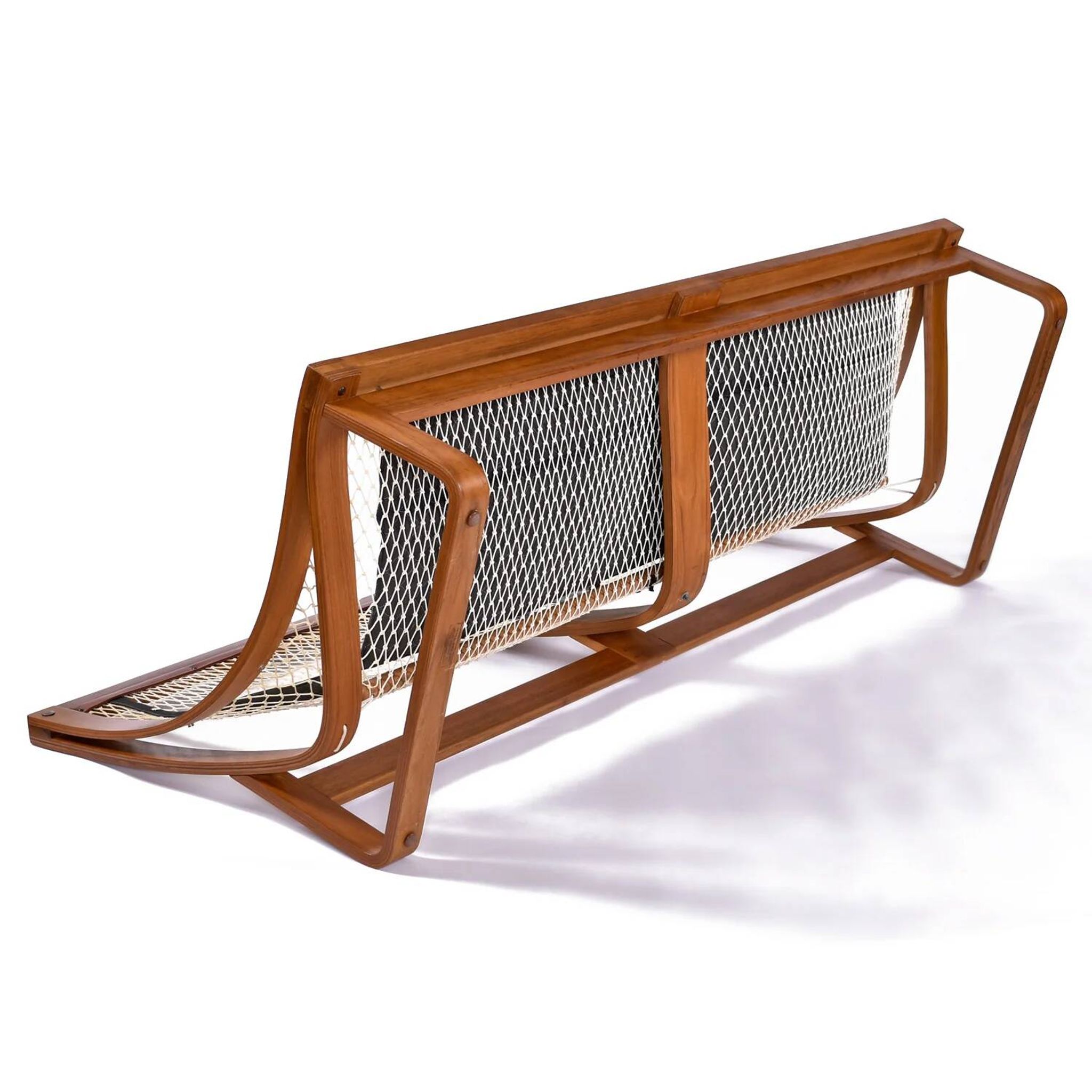 T4 black leather and teak sofa by Fred Lowen for Tessa, 1970s