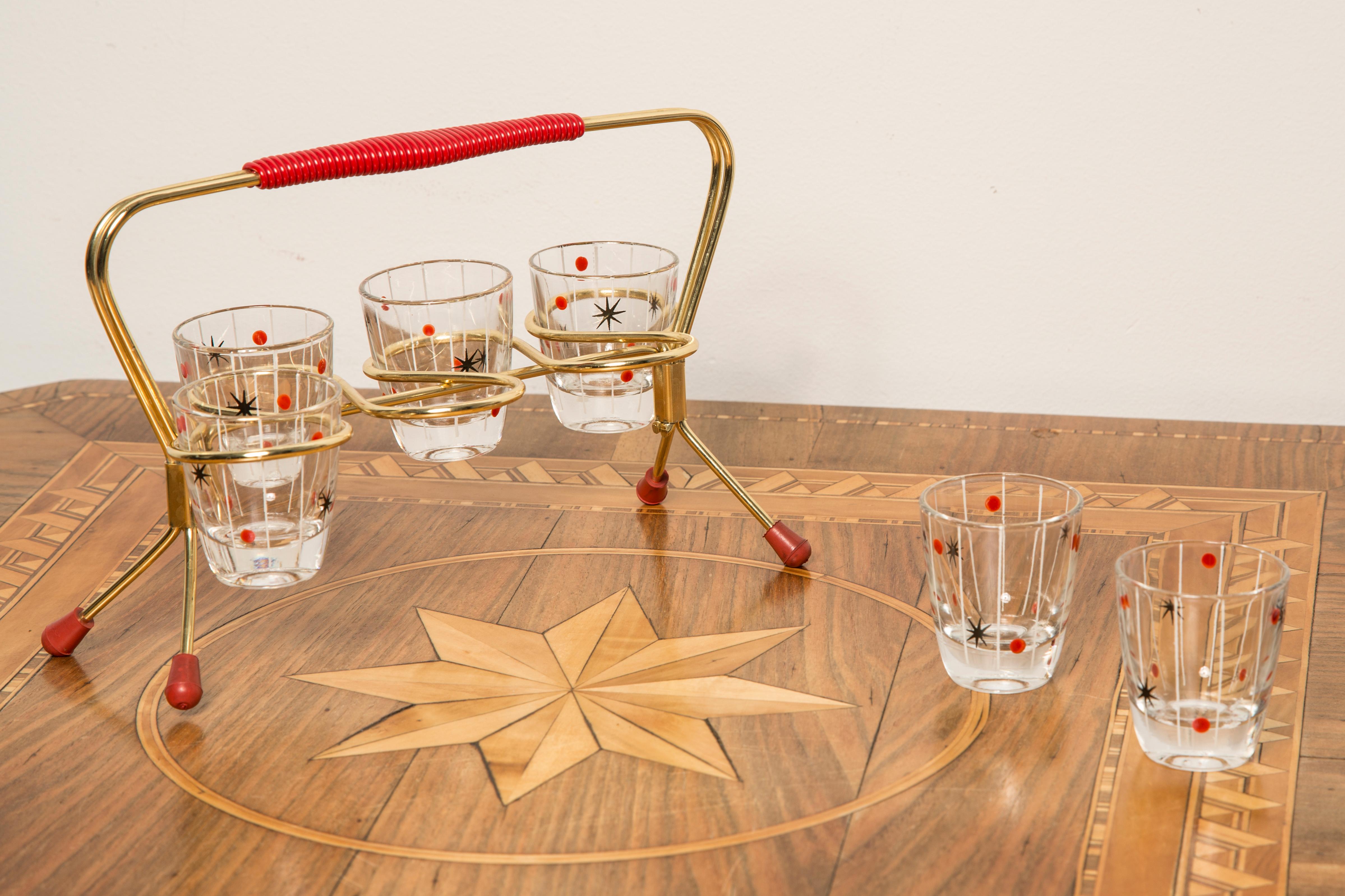 Ensemble de six petits verres du milieu du siècle, Europe, années 1960