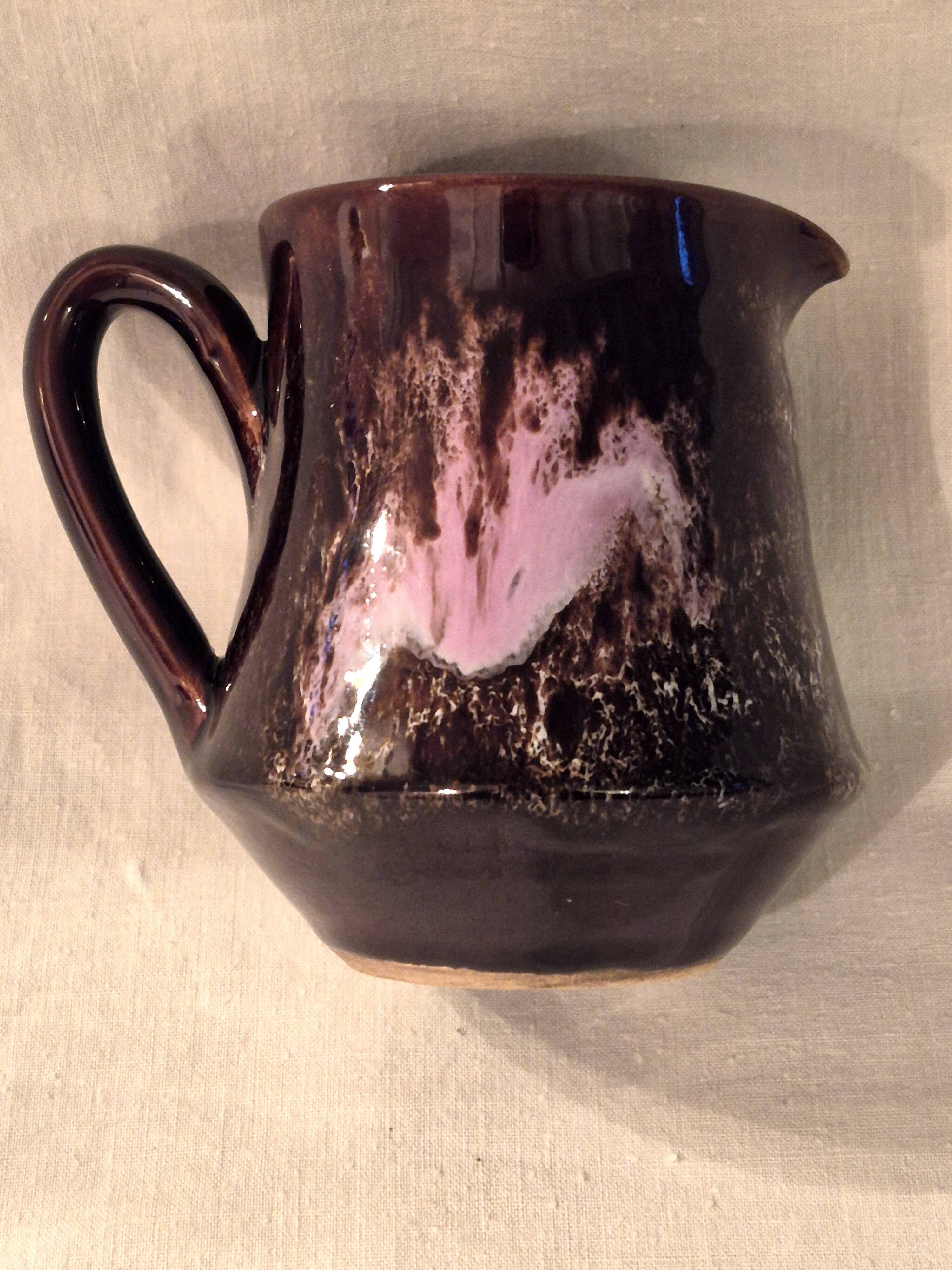 Vallauris milk jug, glazed ceramic, brown old rose A152-2