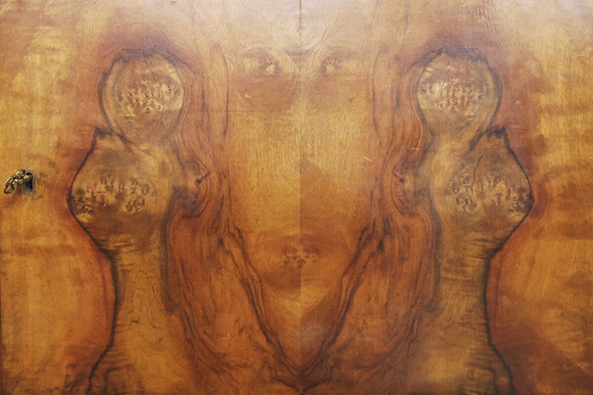 Antique Walnut and Burl Swedish Buffet with Glass Vitrine, 1940s