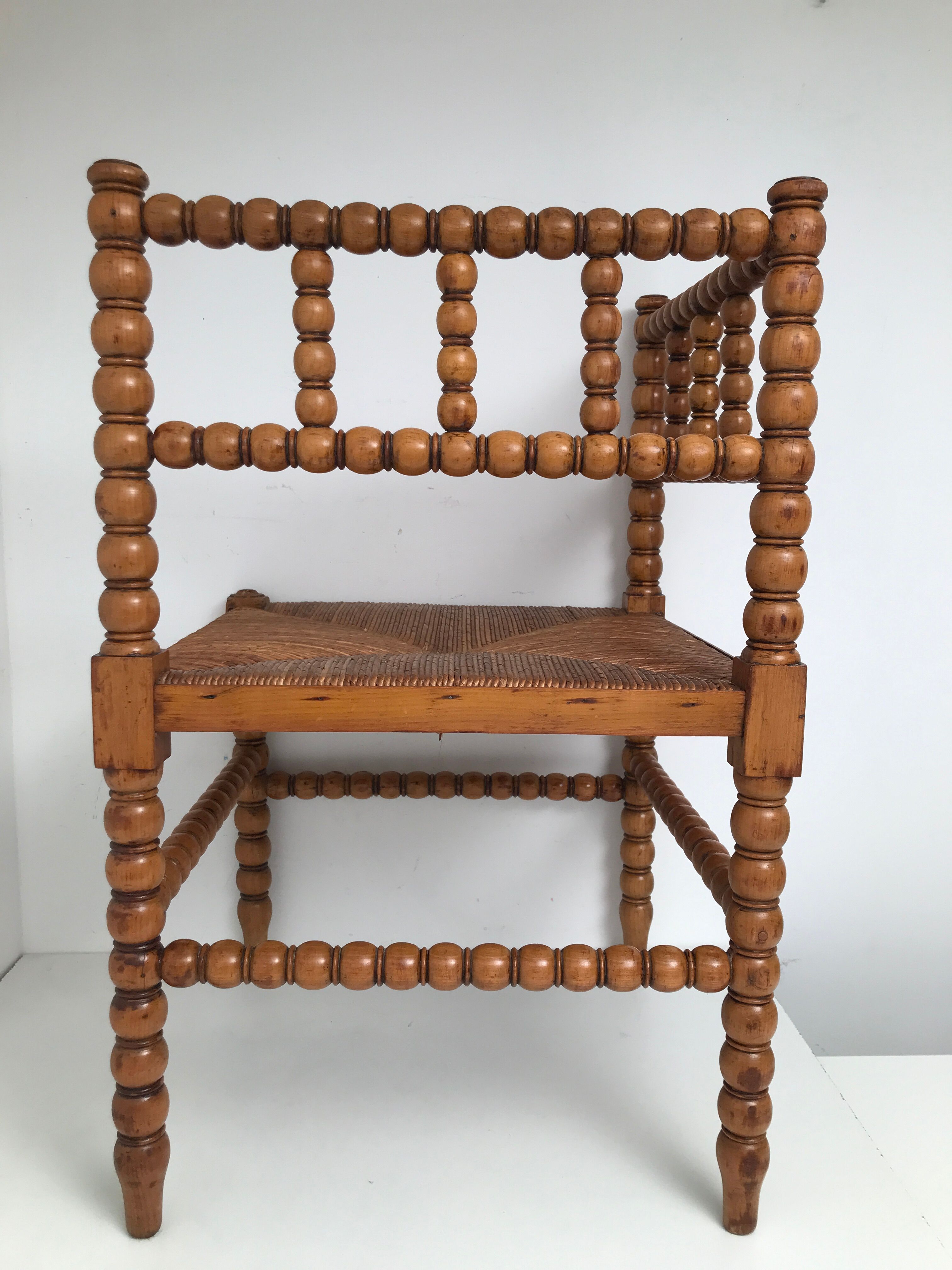 A wooden corner chair turned 1920s