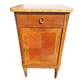 Bedside Louis XVI marble and marquetry